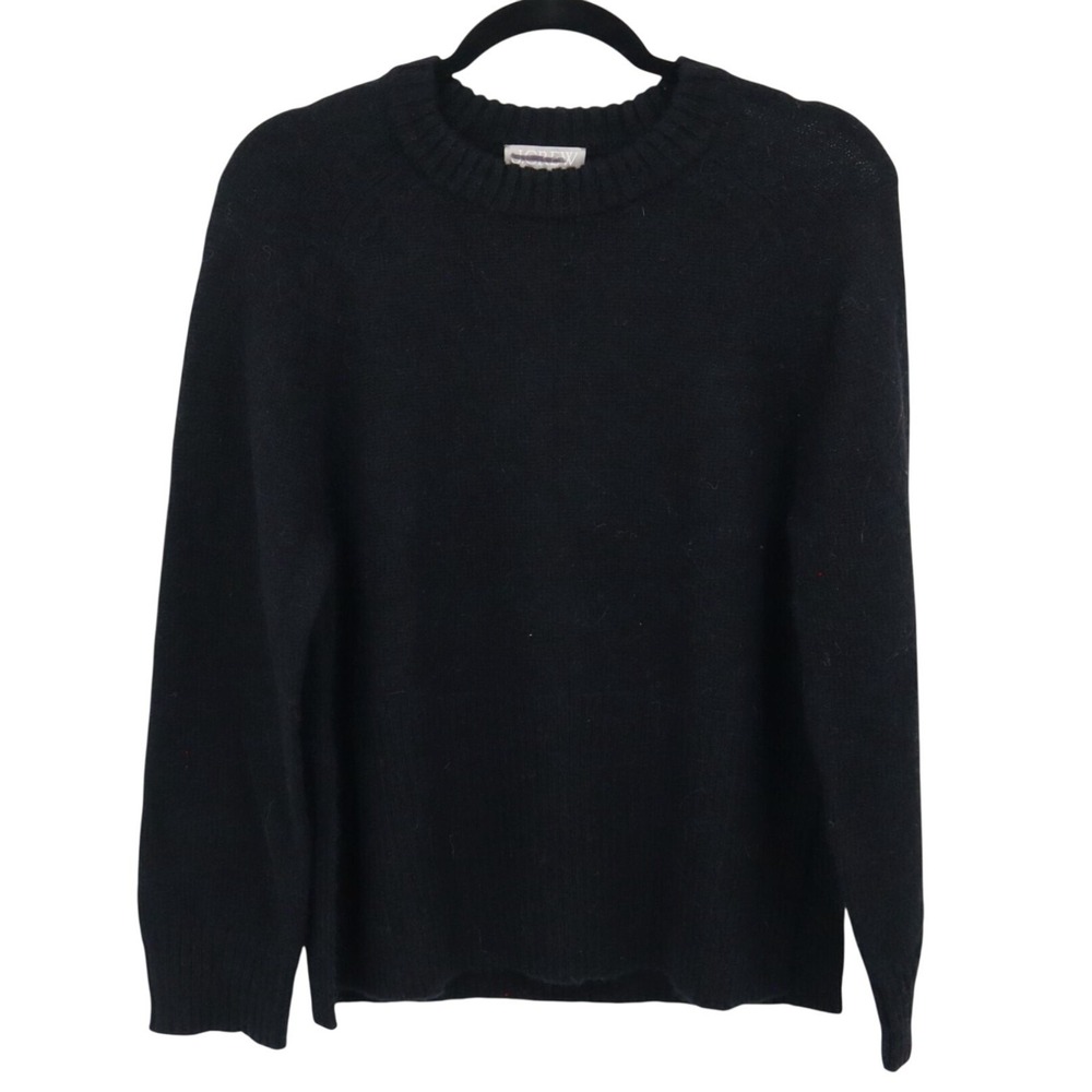 J. Crew Wool Alpaca High Ribbed Sweater Women XS Black Academia Classic Cozy NWT